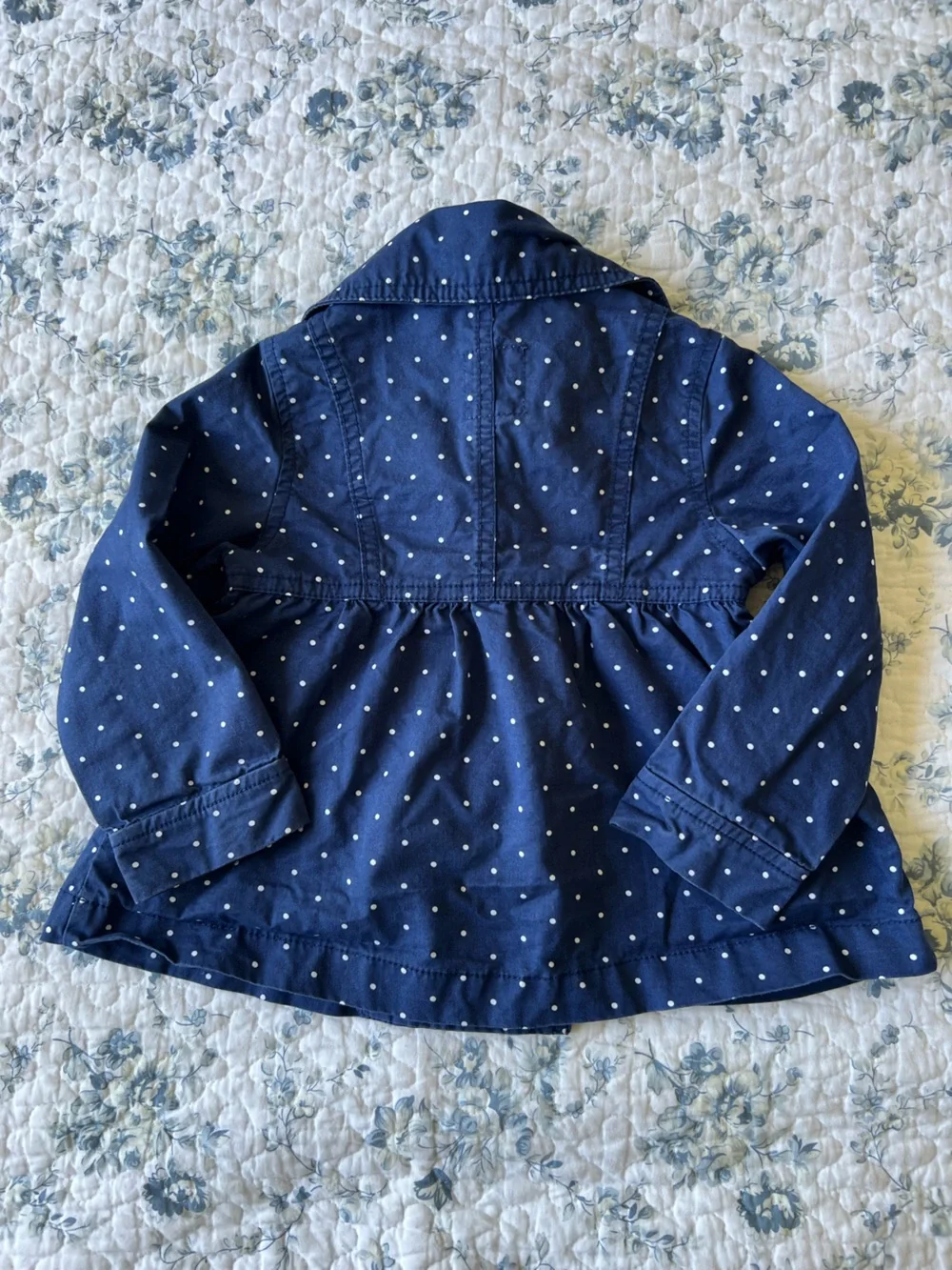 Old Navy Navy Blue Polka Dot Double-Breasted Pea Coat